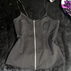 Chic Black Zip-Up Corset Top